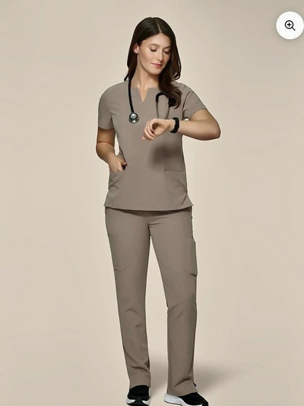 Mandala Macchiato brown 5 Pocket Notch Neck Top & High Waisted Joggers
